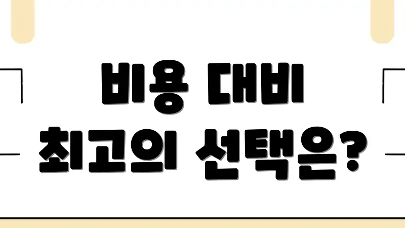 비용 대비 최고의 선택은?