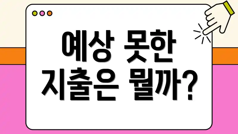 예상 못한 지출은 뭘까?