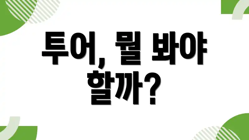 투어, 뭘 봐야 할까?