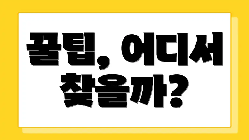 꿀팁, 어디서 찾을까?