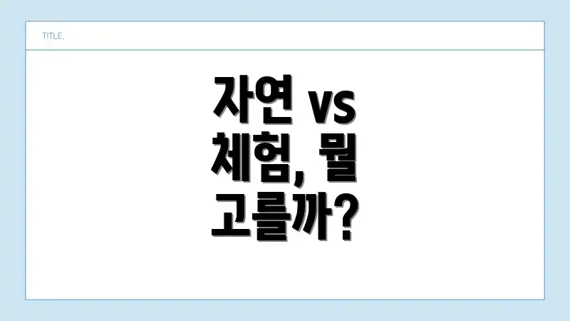 자연 vs 체험, 뭘 고를까?