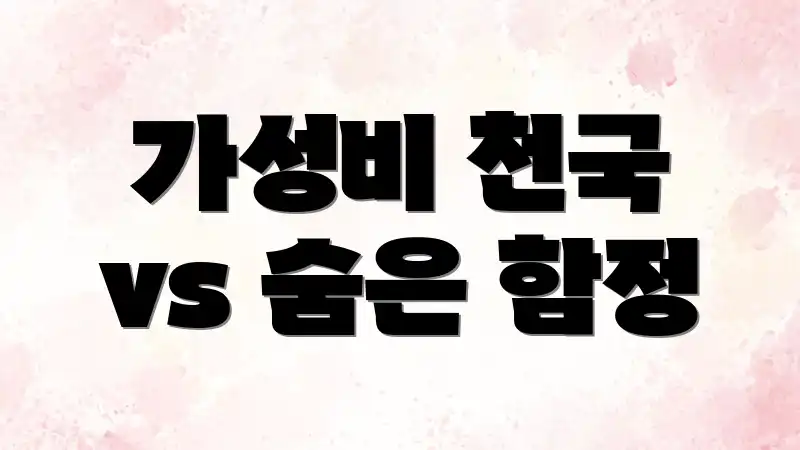 가성비 천국 vs 숨은 함정