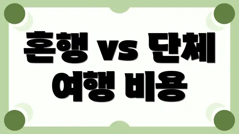 혼행 vs 단체 여행 비용