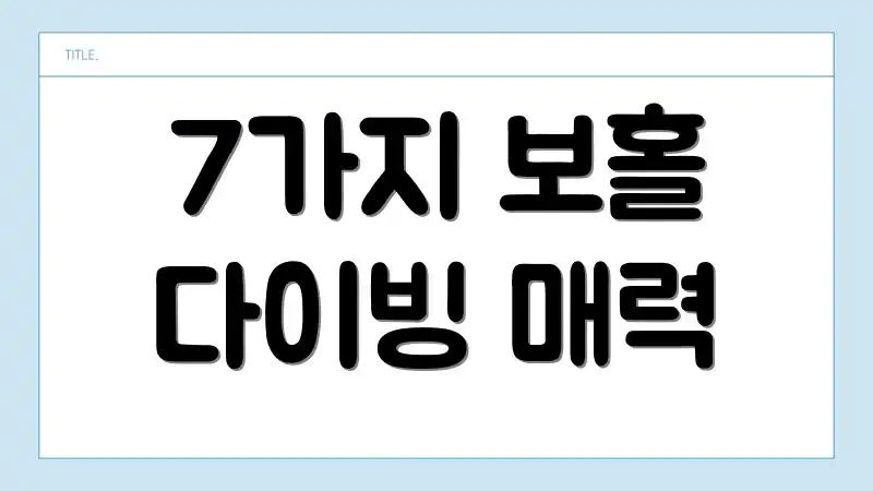 7가지 보홀 다이빙 매력