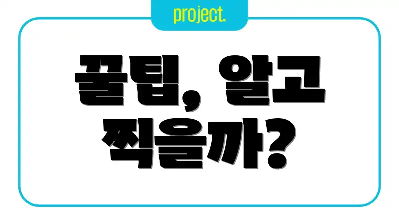 꿀팁, 알고 찍을까?