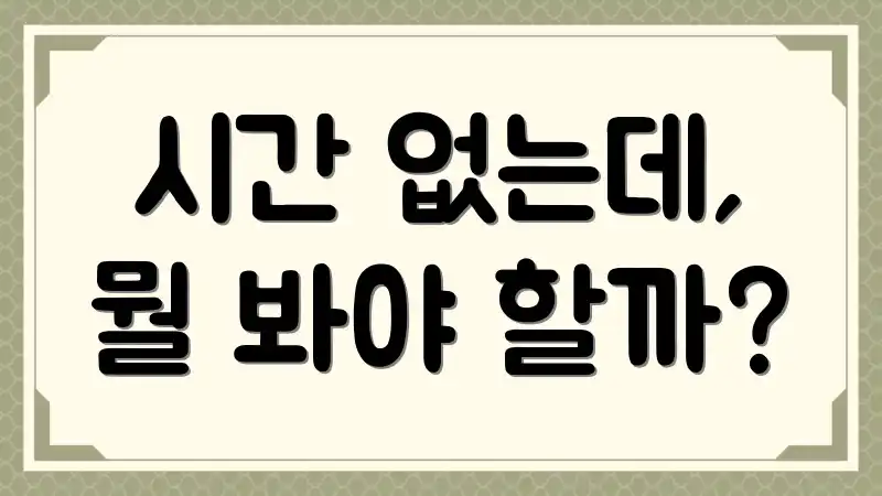 시간 없는데, 뭘 봐야 할까?
