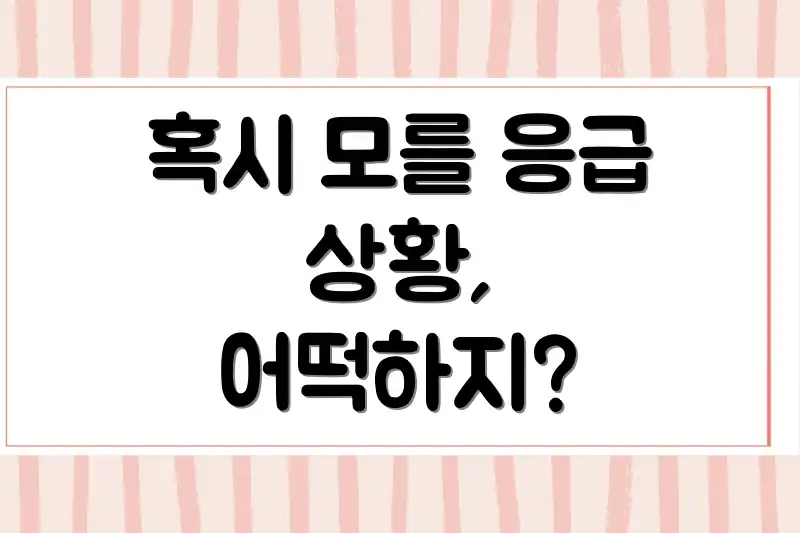 혹시 모를 응급 상황, 어떡하지?